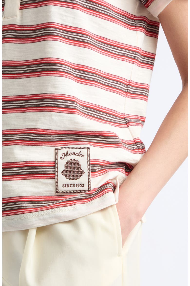 Stripe Polo, Alternate, color, WHITE/ RED