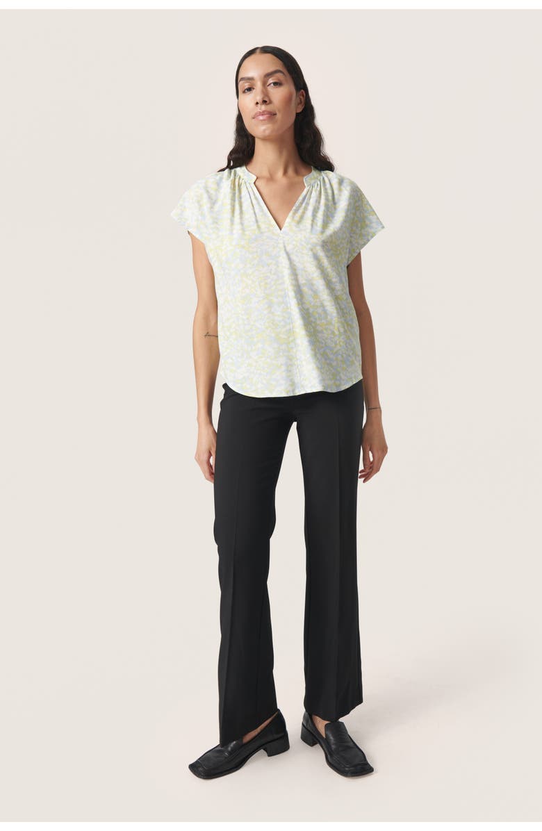 Soaked in Luxury Wynter Notch Neck Short Sleeve Blouse, Alternate, color, Skyway Dizzy Print
