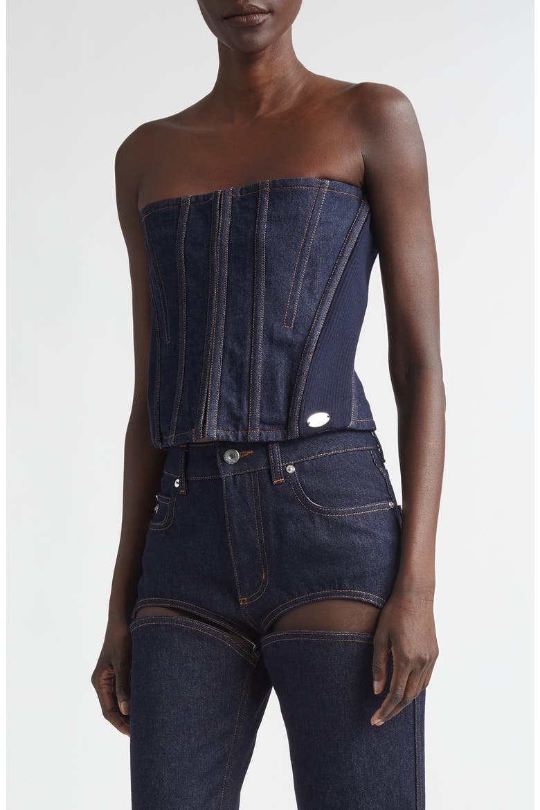 Denim Corset Top, Main, color, INDIGO