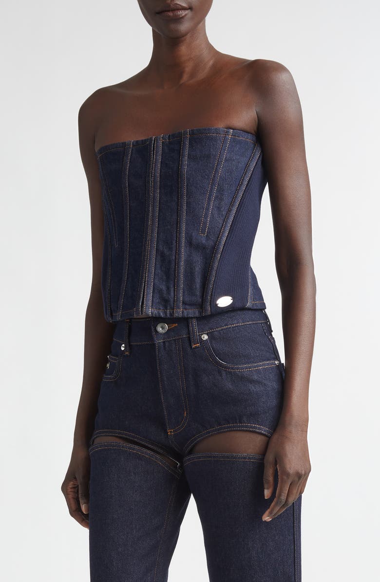 Jean Paul Gaultier Denim Corset Top, Main, color, Indigo