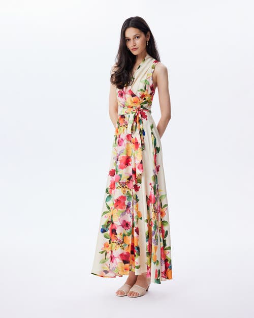 Theo The Label Theia Orchid Print Maxi Therese Dress In Mandarine Flower