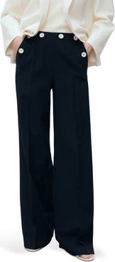 MANGO Contrast Button Straight Leg Pants