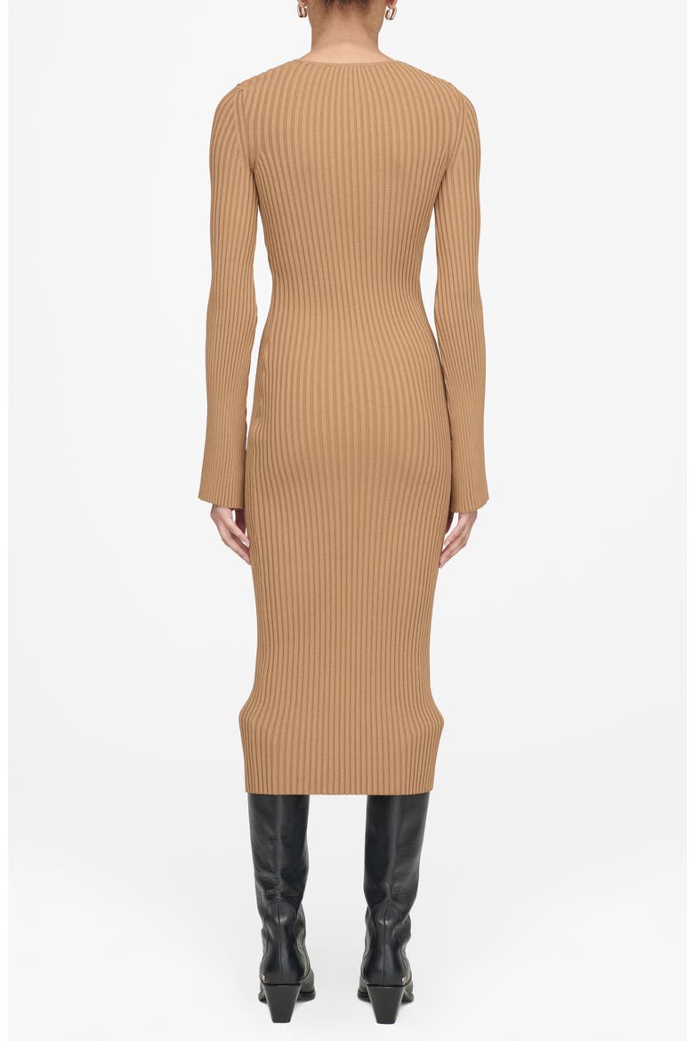 Sia Rib Midi Dress, Alternate, color, CAMEL