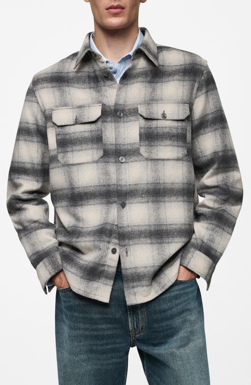 Mango Men's Pockets Detail Plaid Wool Overshirt In Grey