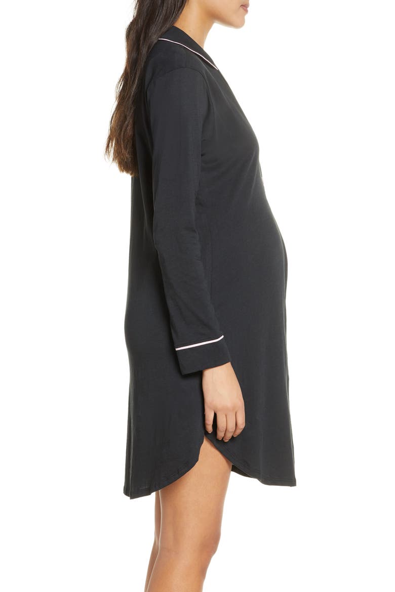 Maternity/Nursing Nightshirt, Alternate, color, BLACK
