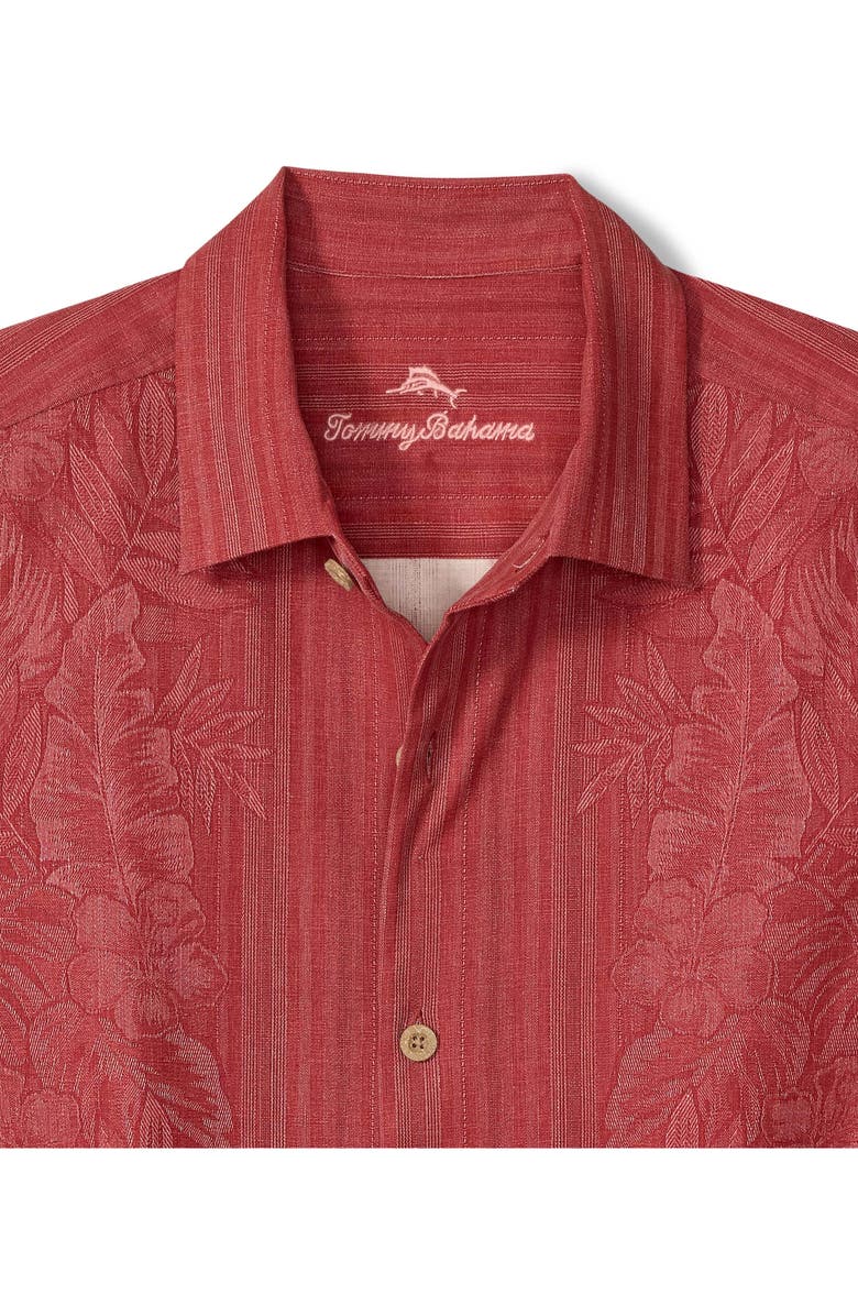 Tommy Bahama Maui Border Short Sleeve Silk Button-Up Shirt, Alternate, color, Deep Havana