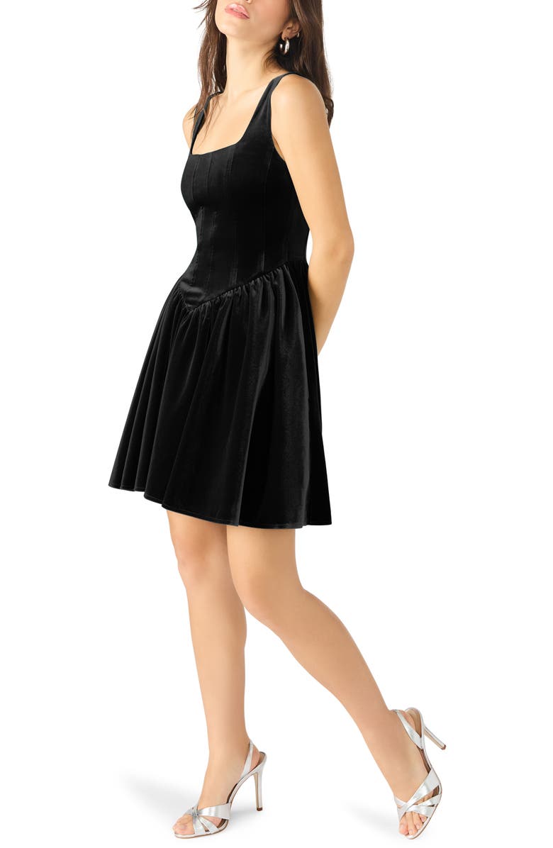 Steve Madden Ray Corset Velvet Minidress, Alternate, color, Black