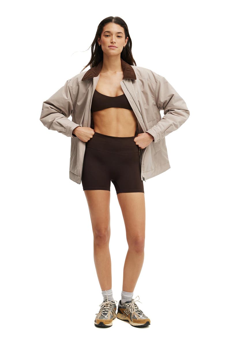 COTTON ON BODY Women's Active Contrast Collar Oversized Jacket, Alternate, color, Black French Roast