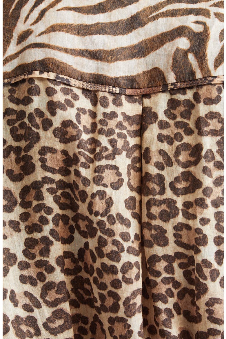 Wanderlust Animal Print Belted Cotton Shirtdress, Alternate, color, SPLICED PRINT