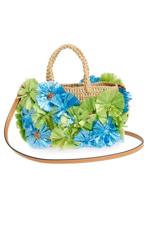 Valentino Garavani Small Vlogo Raffia Flower Tote In Natural Multi