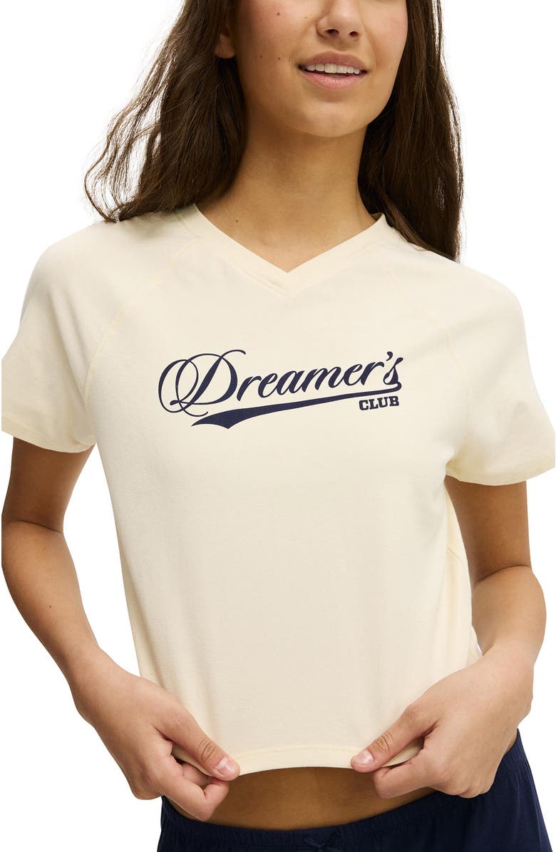 COTTON ON BODY Women's Dreamy Soft V Neck Baby Tee, Alternate, color, Coconut Milk Dreamers