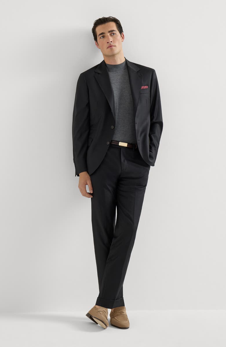 Brunello Cucinelli Super 150s virgin wool four season batavia twill blazer, Alternate, color, Black