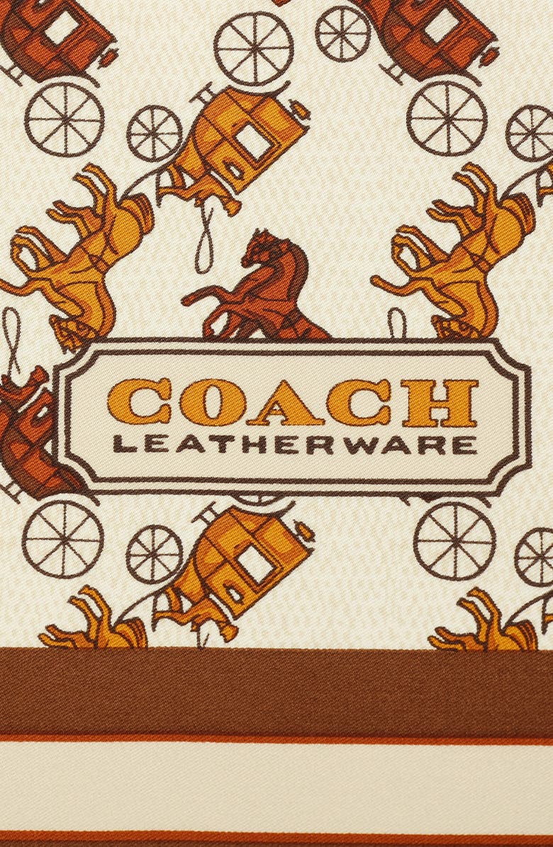 COACH Horse & Carriage Print Silk Square Scarf, Alternate, color, Toffee