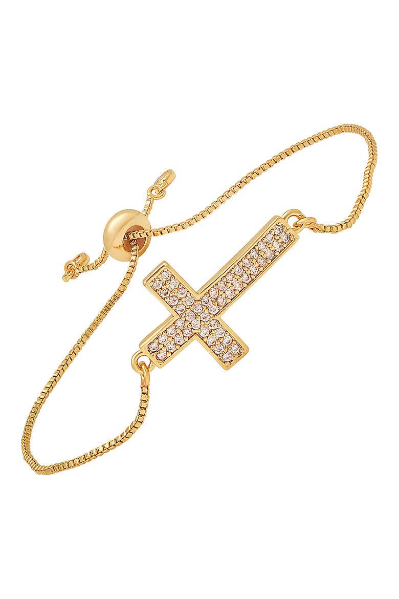 Pavé CZ Cross Slide Bracelet, Alternate, color, GOLD