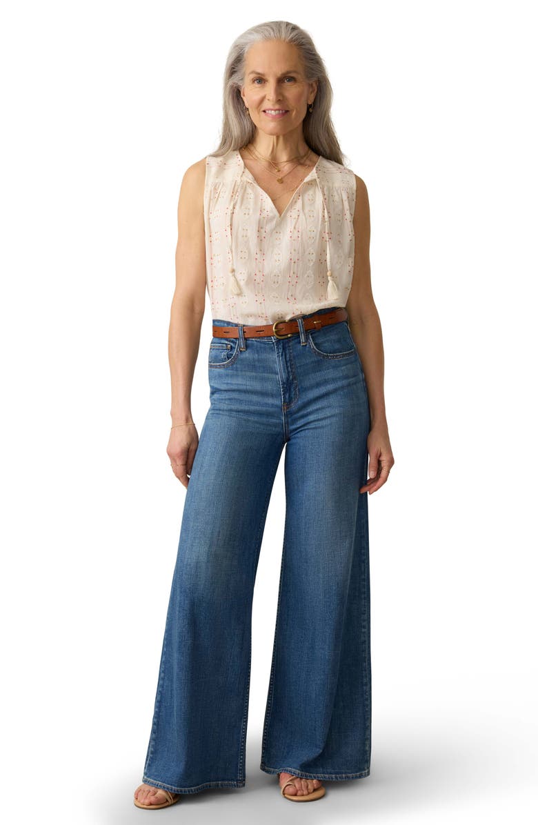 Faherty Skylar Beaded Tie Neck Dobby Top, Alternate, color, Sunburst Dobby