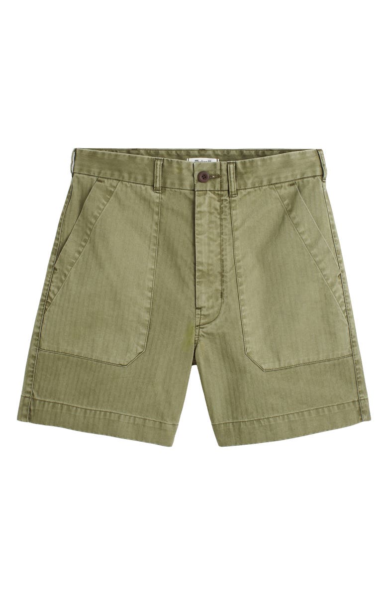 Madewell Herringbone Twill Fatigue Shorts, Alternate, color, Fatigue