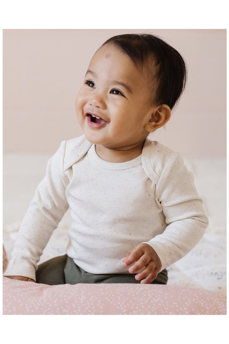 Confetti Long Sleeve Organic Cotton Bodysuit, Alternate, color, IVORY