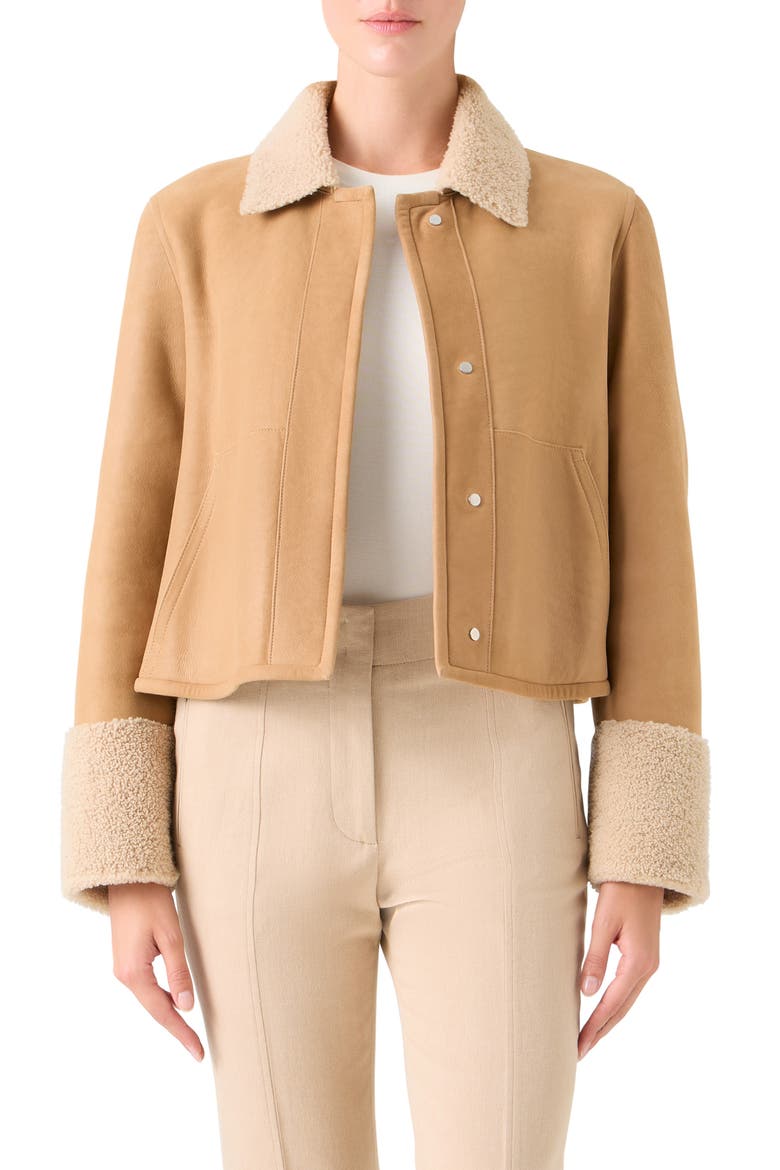 Cady Reversible Genuine Shearling Jacket, Main, color, BEIGE