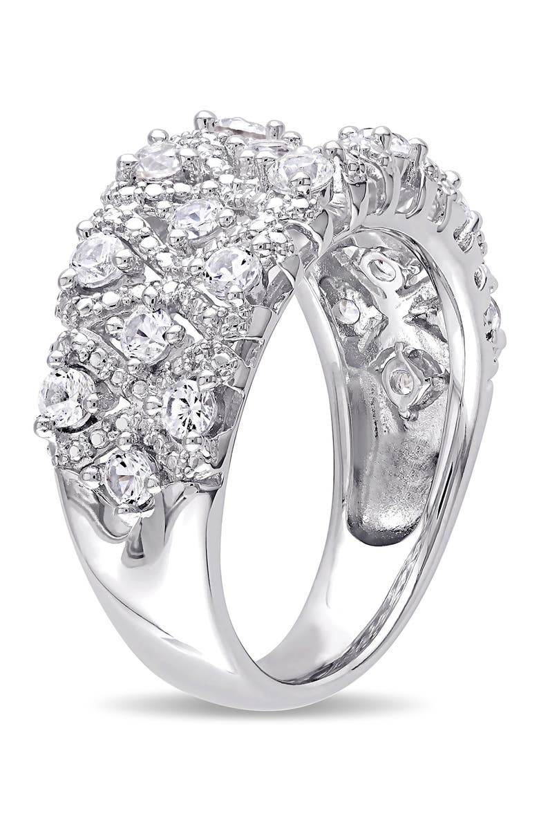 DELMAR Sterling Silver Lab Created White Sapphire Milgrain Ring, Alternate, color, Silver