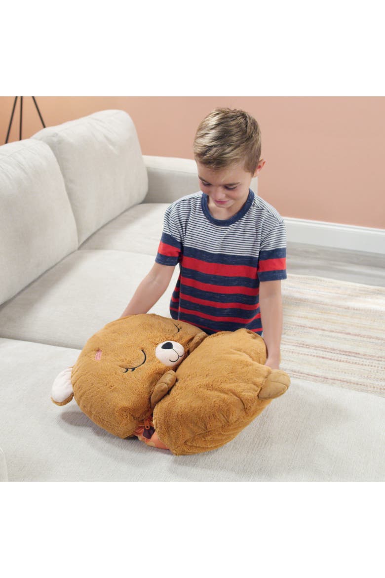 Pillow & Sleepy Sack, Large Benny The Brown Bear 7+, Alternate, color, Brown