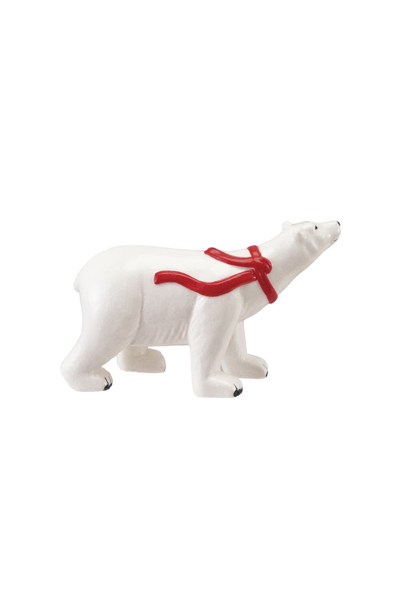 Stoneware Polar Bear Figurine with Red Scarf, Main, color, Red and Black