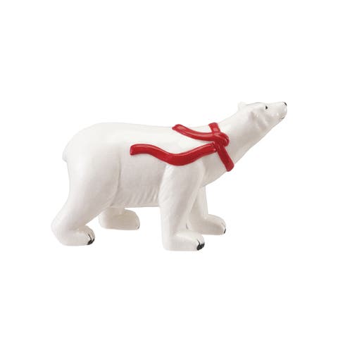 Stoneware Polar Bear Figurine with Red Scarf