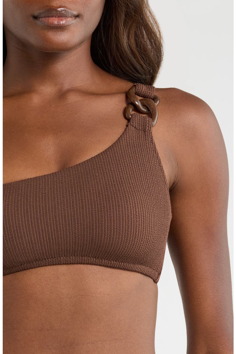 One Shoulder Ring Bikini Top, Alternate, color, ESPRESSO