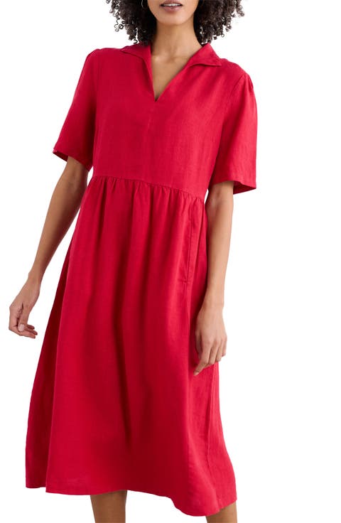 Fen Violet Linen Midi Shirtdress