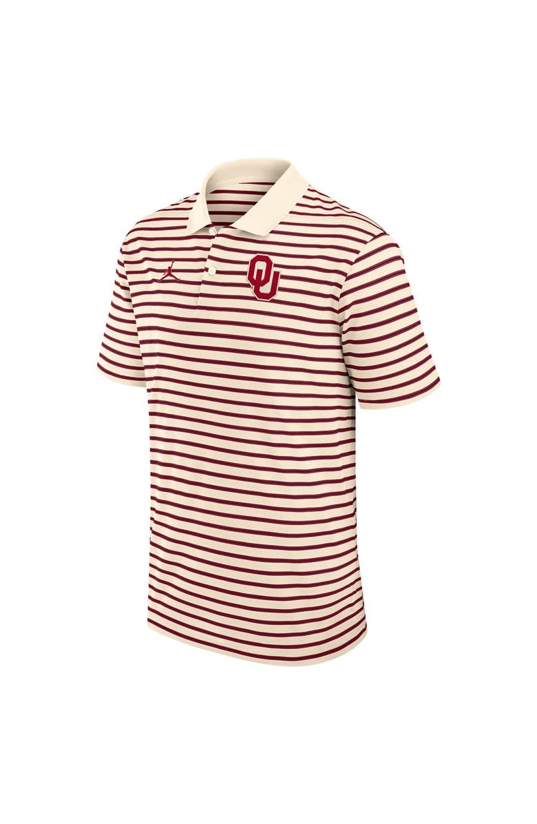 Jordan Brand Men's Jordan Brand Tan/Crimson Oklahoma Sooners Striped Primary Logo Performance Polo, Alternate, color, Tan