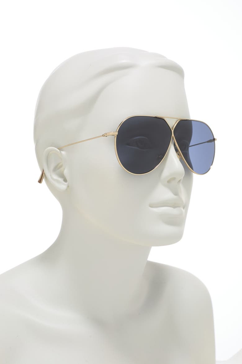 Christian Dior 65mm Aviator Sunglasses, Main, color, Gold/Blue