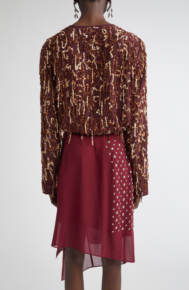Dries Van Noten Sequin Embellished Silk Crop Jacket, Alternate, color, 