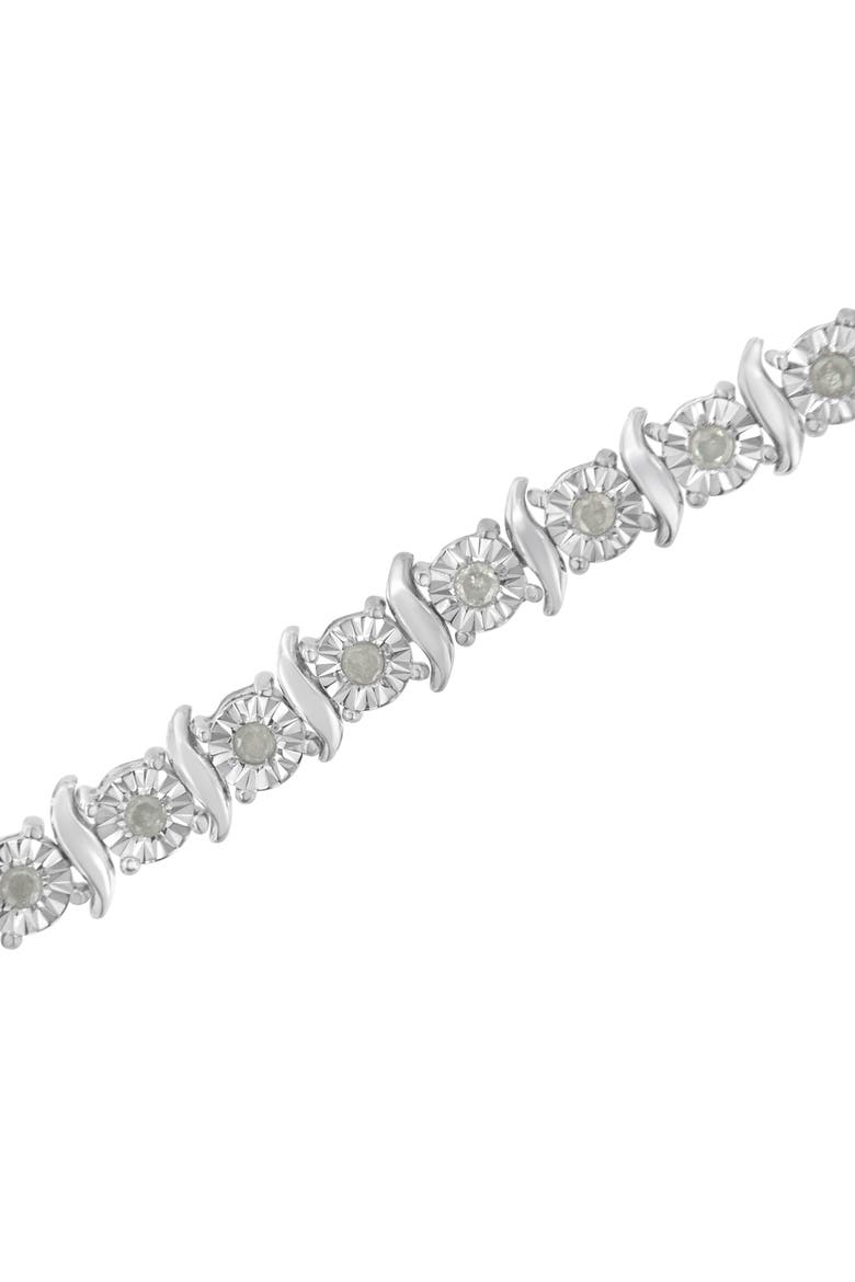 Silver 1.0 Ctw Diamond S-Curve Link Miracle-Set Tennis Bracelet, Alternate, color, Silver