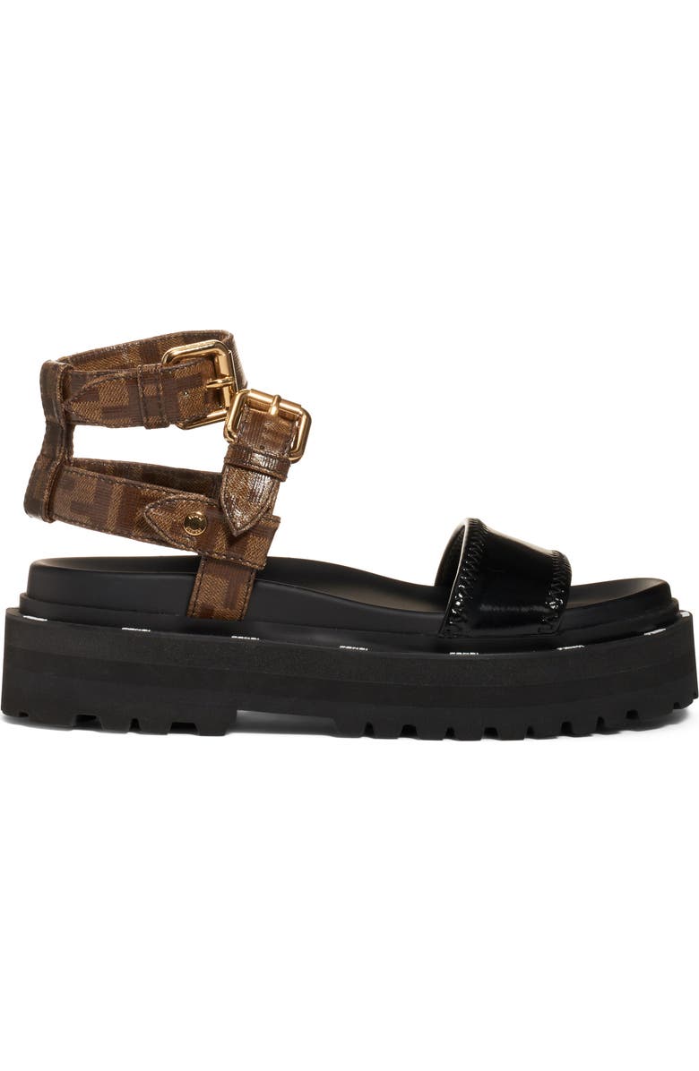Fendi FF Strappy Platform Sandal, Alternate, color,