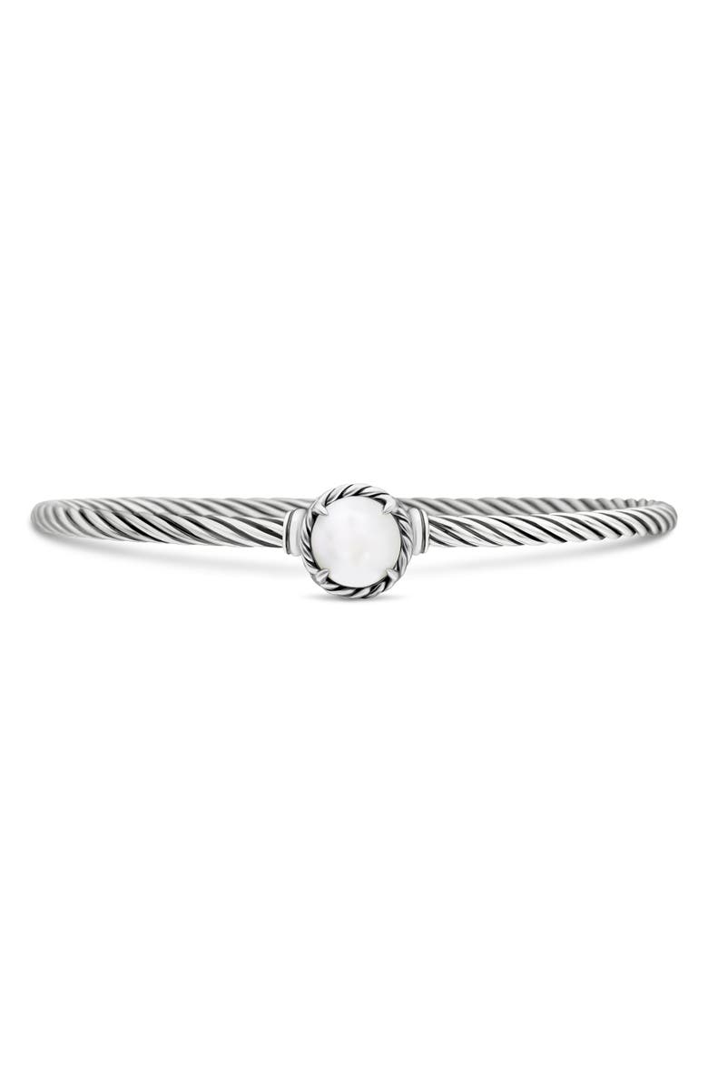 David Yurman Petite Chatelaine<sup>®</sup> Bracelet in Sterling Silver with Semiprecious Stone, 3mm, Main, color, Pearl