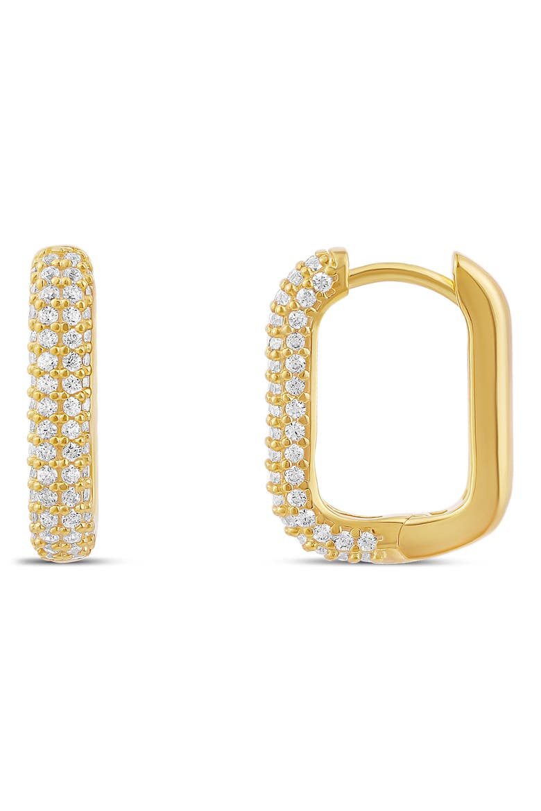 Pavé Box Hoop Earrings, Main, color, GOLD