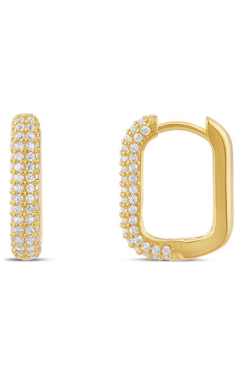 Pavé Box Hoop Earrings