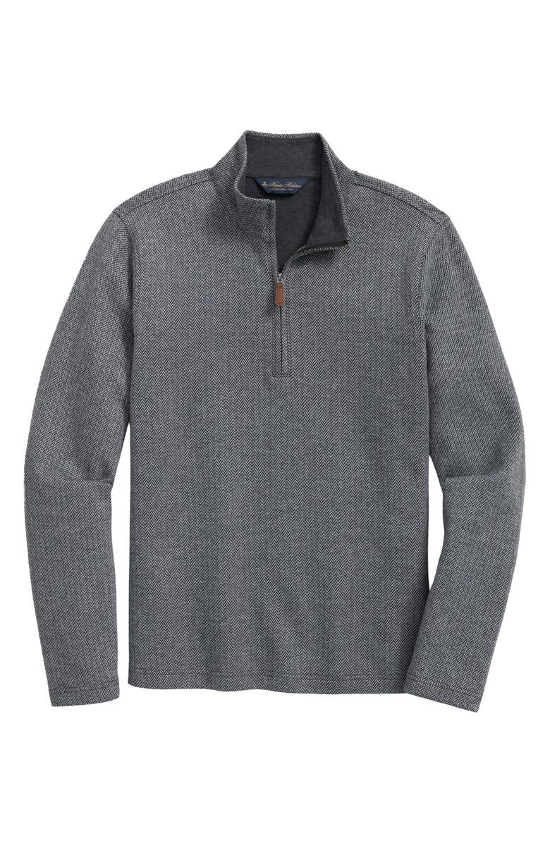 Brooks Brothers Herringbone Double Face Half Zip, Main, color, Gray