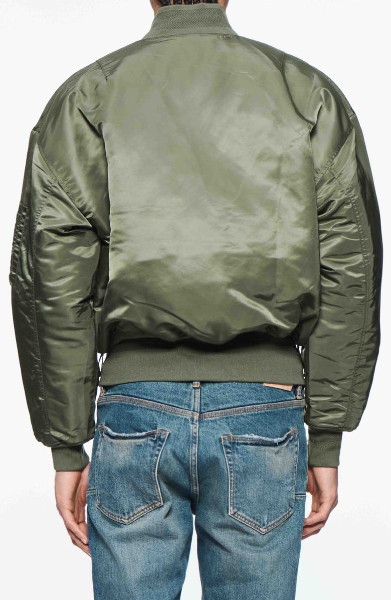 PURPLE BRAND Zip Front Satin Bomber Jacke, Alternate, color, Green