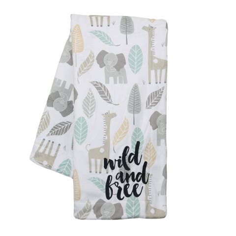Jungle Friends Elephant/Giraffe Safari Soft Fleece Baby Blanket