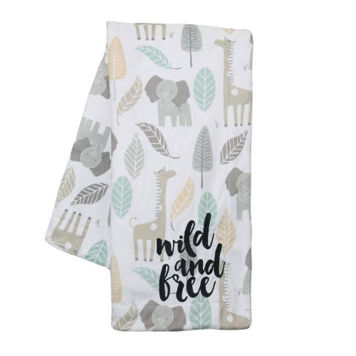 Lambs & Ivy Jungle Friends Elephant/giraffe Safari Soft Fleece Baby Blanket In Multi