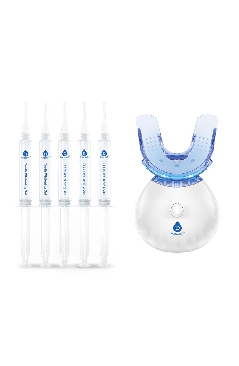 PURSONIC Advanced LED Teeth Whitening Solution with Additional Syringes, Main, color, White