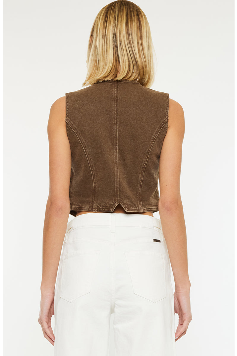 Vanya V-neck Vest, Alternate, color, Brown