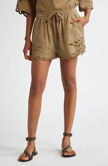 【関税&送料込】Isabel Marant Short Jelian Isabel Marant Étoile Safa Embroidered Cotton Drawstring