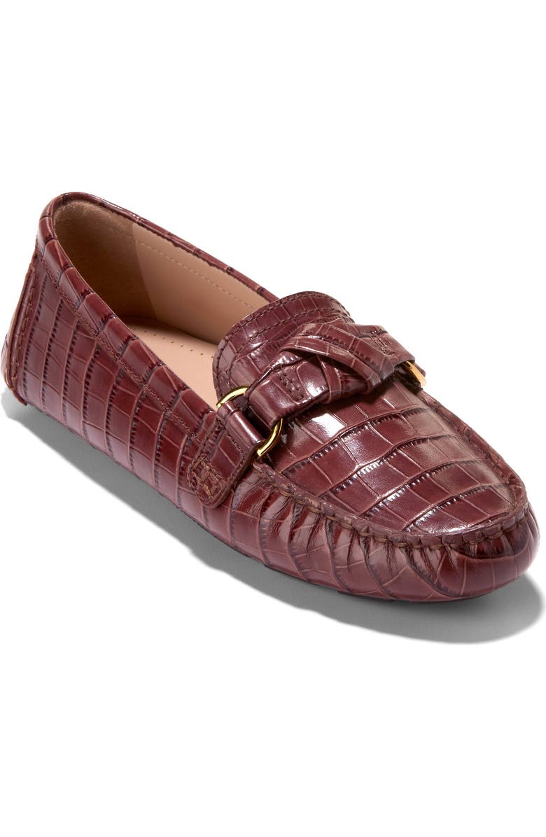 Cole Haan Emmie Knot Driver, Main, color, Mahogany Croc Print Leather