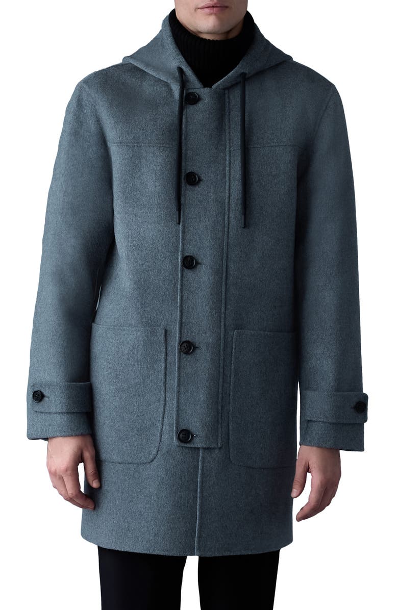 Mackage Joshua Drawstring Hooded Double Face Virgin Wool Coat, Main, color, 