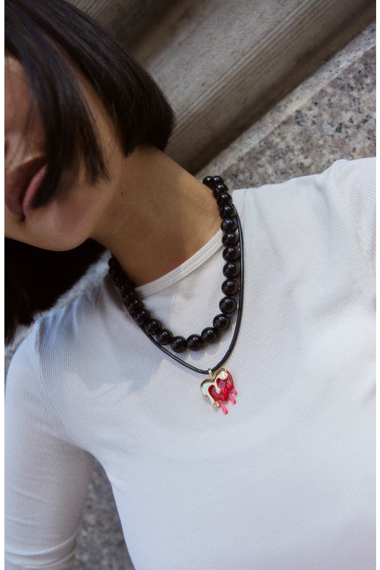 Fatal Attraction Heart Cord Necklace, Alternate, color, RED
