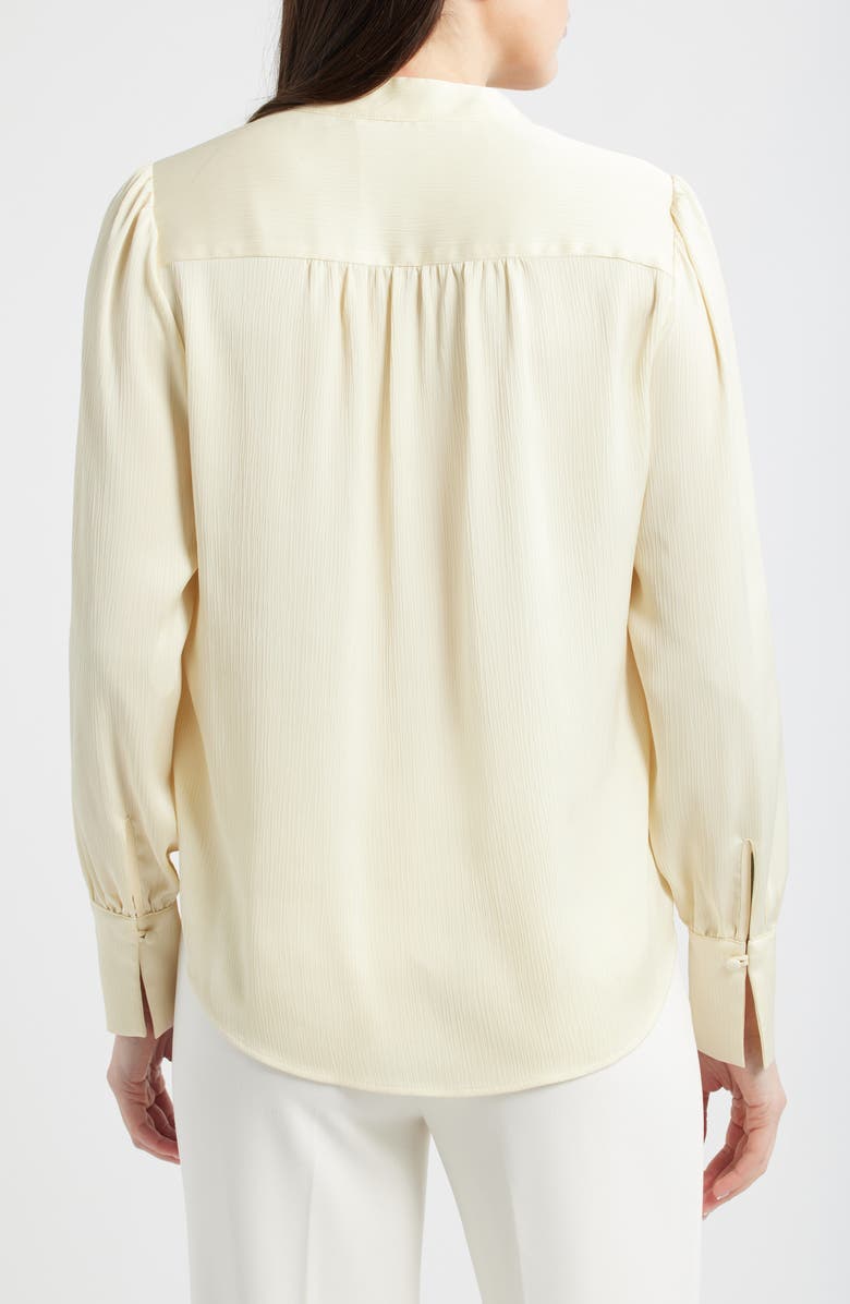 Anne Klein Pleated Satin Balloon Sleeve Top, Alternate, color, Whisper Yellow