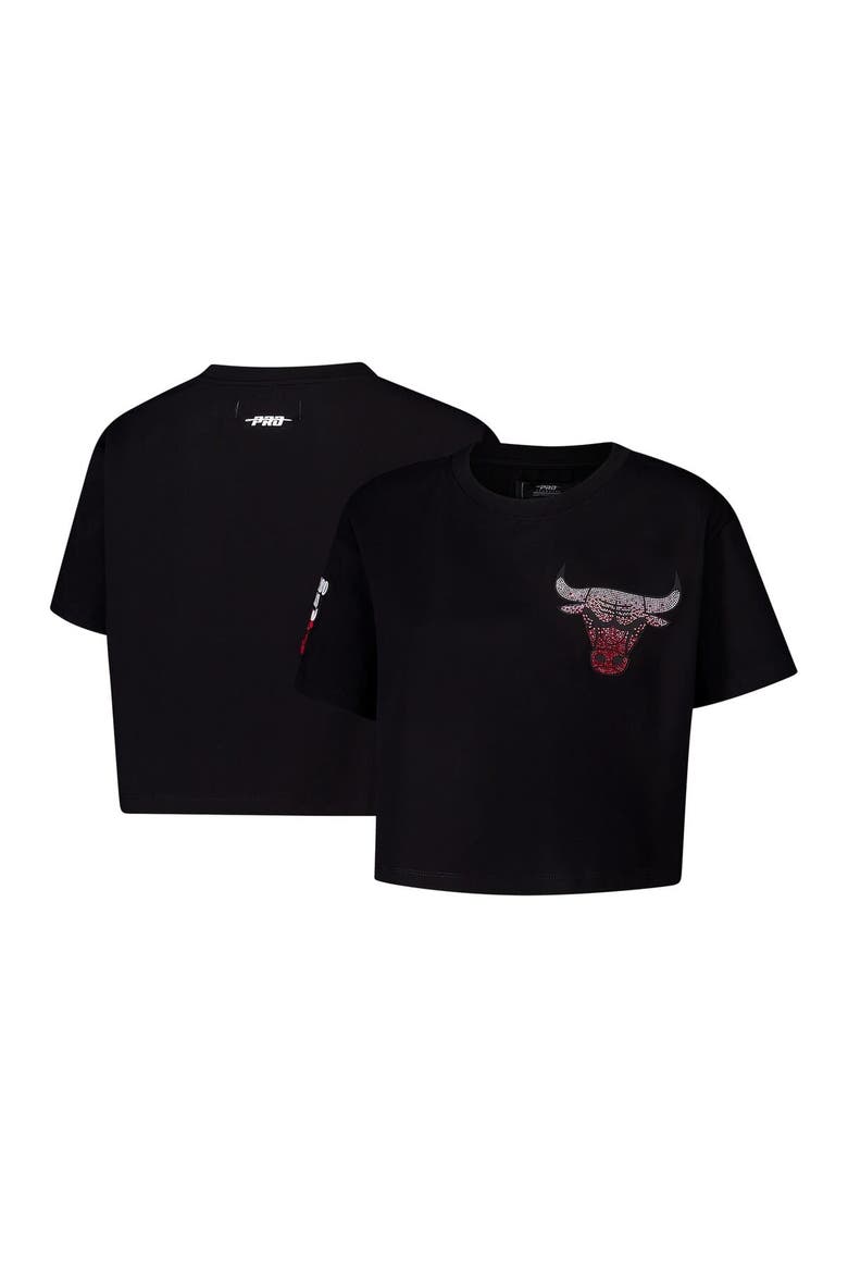 Women's Pro Standard Black Chicago Bulls Jewels Boxy Cropped T-Shirt, Alternate, color, Black