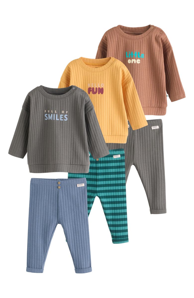 NEXT 6-Pack Assorted Rib Knit Tops & Leggings Set, Main, color, Green