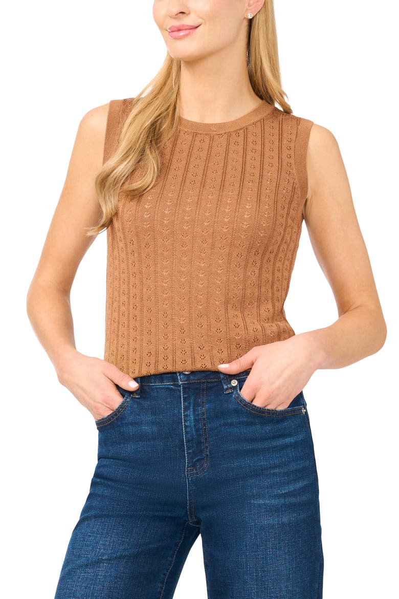 Shera Pointelle Sweater Tank, Main, color, GINGERSNAP
